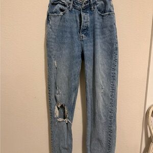 Abercrombie & Fitch Light Blue Distressed Straight-Leg Jeans size 25 short
